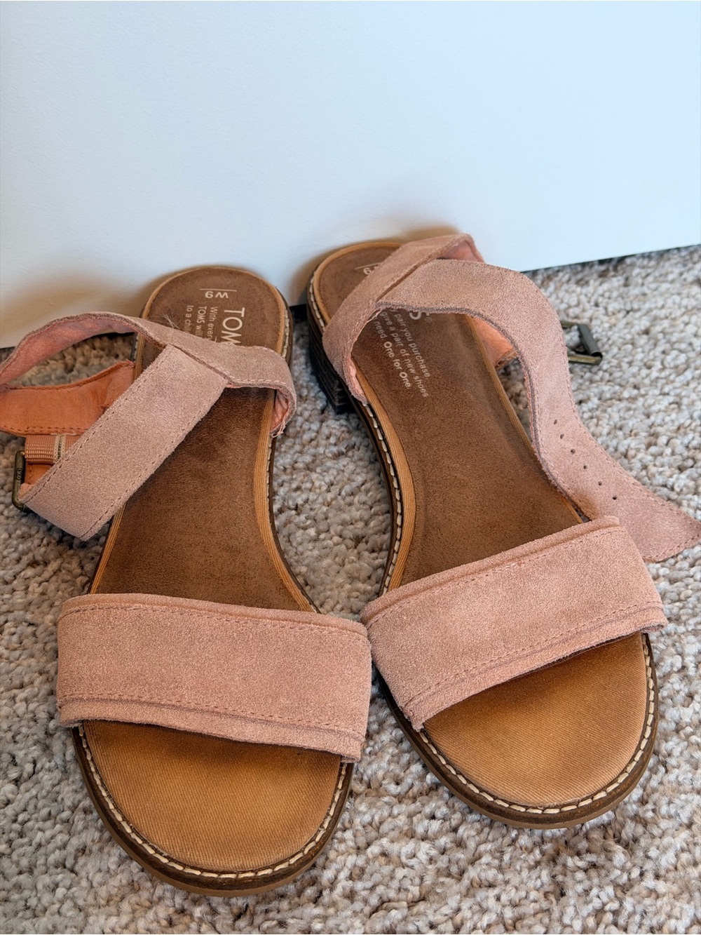 TOMS Pink Suede Open-Toe Ankle-Strap Sandals